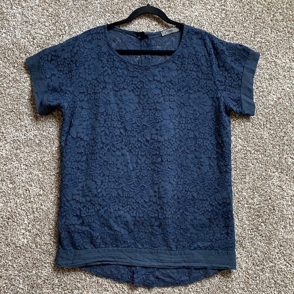 Pinokkio Button Back Navy Lace Blouse - Picture 2 of 8